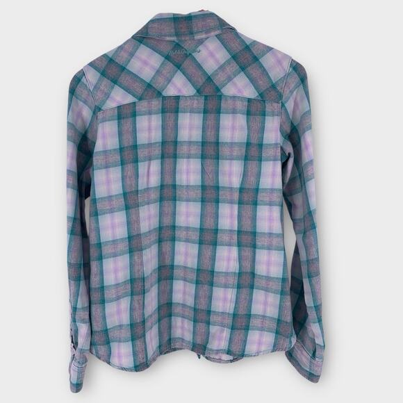 Noble Outfitters Flannel Shirt Green Plaid Long Sleeve Metal Button Up M - Picture 2 of 11